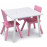 Gyerek asztal székekkel - fehér-rózsaszín