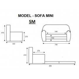 Szétnyitható mini gyerek kanapé Retró egérkék