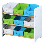 Játéktároló fehér színes dobozokkal