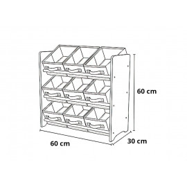 Játéktároló fehér színes dobozokkal
