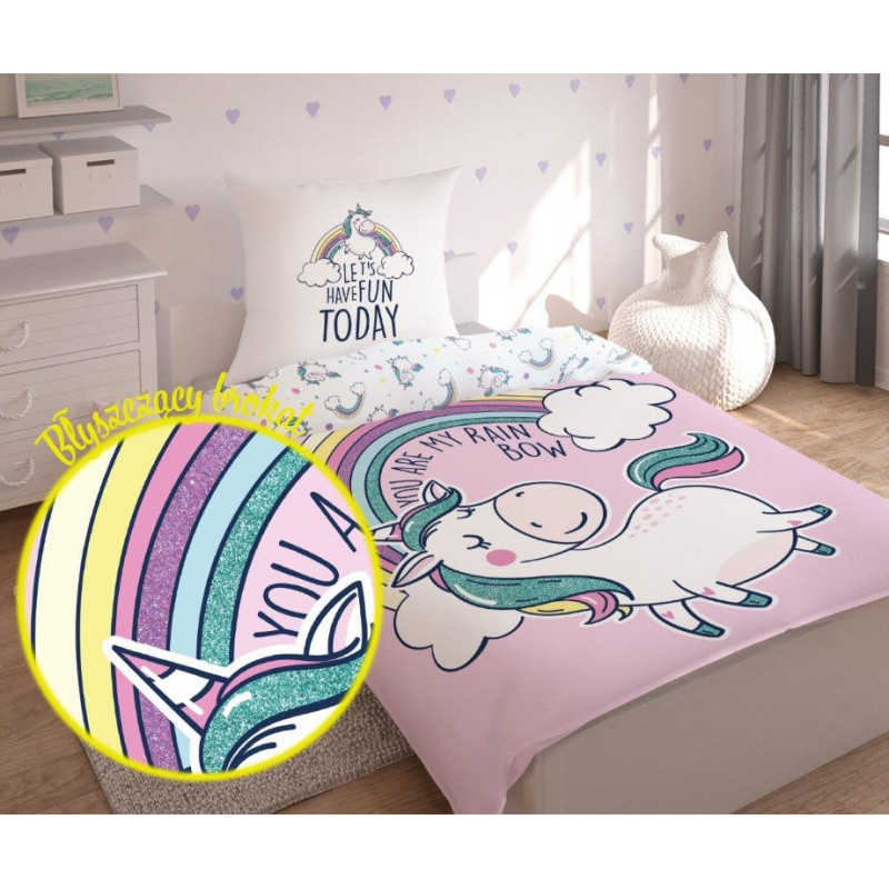 Gyerek ágyneműhuzat Unicorn szivárvánnyal 140x200cm Gyerek ágyneműhuzat Unicorn szivárvánnyal 140x200cm