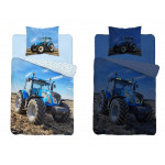 Sötétben világító gyerek ágyneműhuzat Traktor - kék 140x200 cm