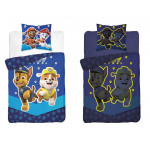 Sötétben világító gyerek ágyneműhuzat Mancs Őrjárat - kék, 140x200 cm