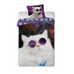 Gyerek ágyneműhuzat macska az űrben 140x200 cm