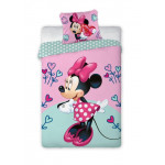 Gyerek ágyneműhuzat Minnie egér színes szívecskékkel 140x200 cm