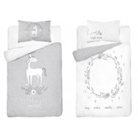 Gyerek bambusz ágyneműhuzat Egyszarvú - szürke 135x100 cm