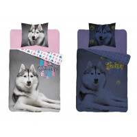 Sötétben világító gyerek ágyneműhuzat Husky 140x200 cm