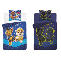 Sötétben világító gyerek ágyneműhuzat Mancs Őrjárat - kék, 140x200 cm