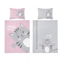 Gyerek ágyneműhuzat Kis Macska - rózsaszín 135x100 cm