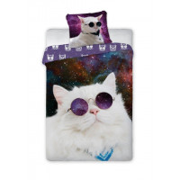 Gyerek ágyneműhuzat macska az űrben 140x200 cm