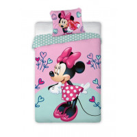 Gyerek ágyneműhuzat Minnie egér színes szívecskékkel 140x200 cm