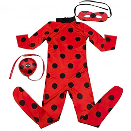 Gyerek játékos Miraculous katicabogár jelmez parókával és kiegészítőkkel 110-122 cm