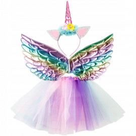 Gyermek jelmez Szivárványos egyszarvú szárnyakkal