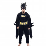 Gyerek szuperhős kosztüm, Batman, izmos, álarcos, 122-128-as méretben.