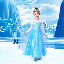Gyerek Jégvarázs ELSA csillámos jelmezzel 110-116 cm