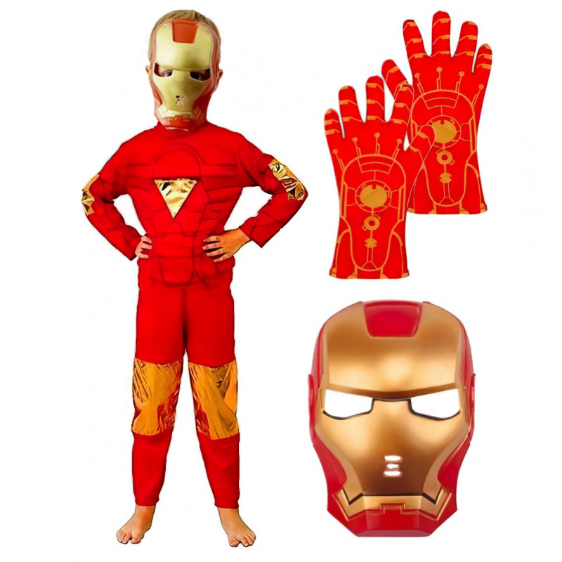 Gyerek Iron man jelmez maszkkal és kesztyűkkel 98-110 S
