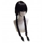 Wednesday fekete paróka copfos 65 cm.