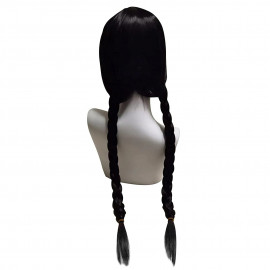 Wednesday fekete paróka copfos 65 cm.