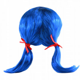 Katicabogár kék paróka fonott copfokkal 40cm