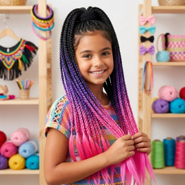 Copánky s gumičkou Crazy braids Pink 60cm